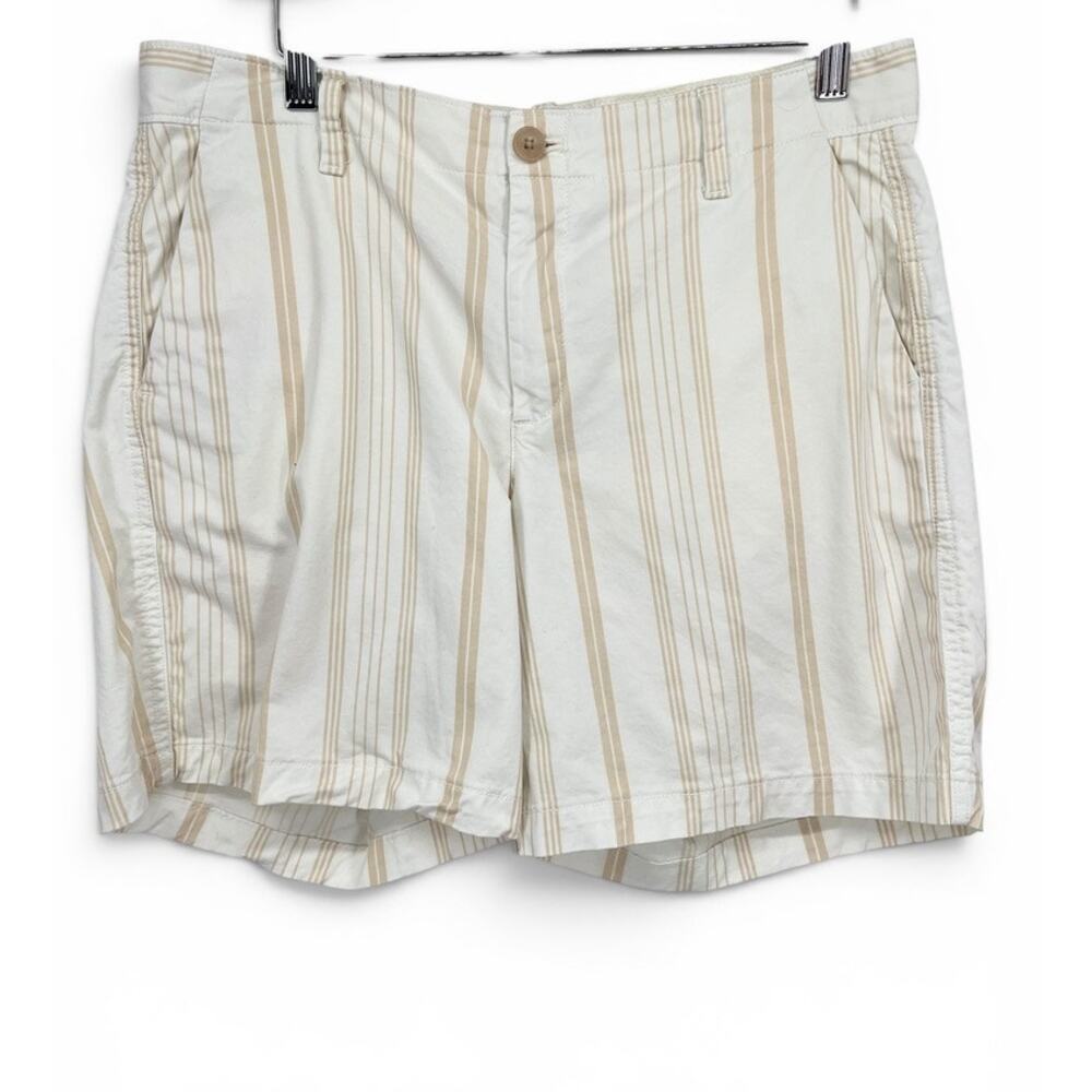 GAP Girlfriend Chino Short 5" Inseam Off White Striped Shorts Women's 10 Coastal